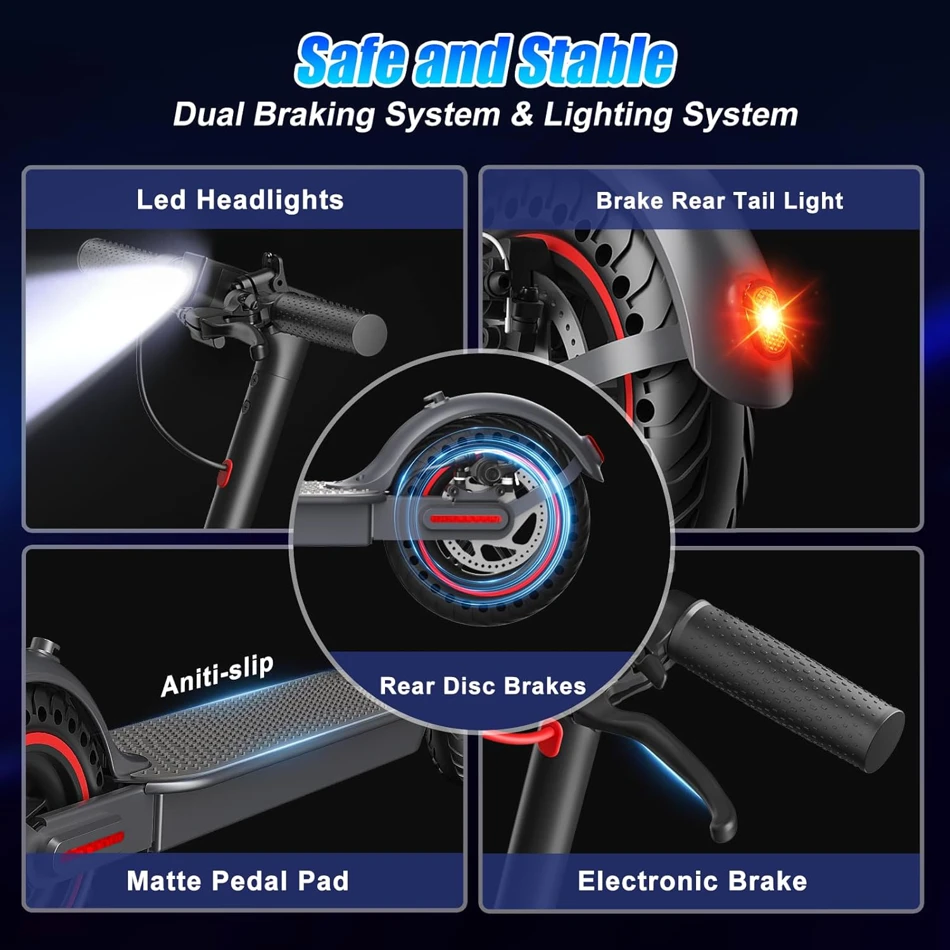 Apex Pro Electric Scooter Adults 350W 36V 5.2Ah 19 Miles Foldable E Scooter Solid Tire 8.5" App Included