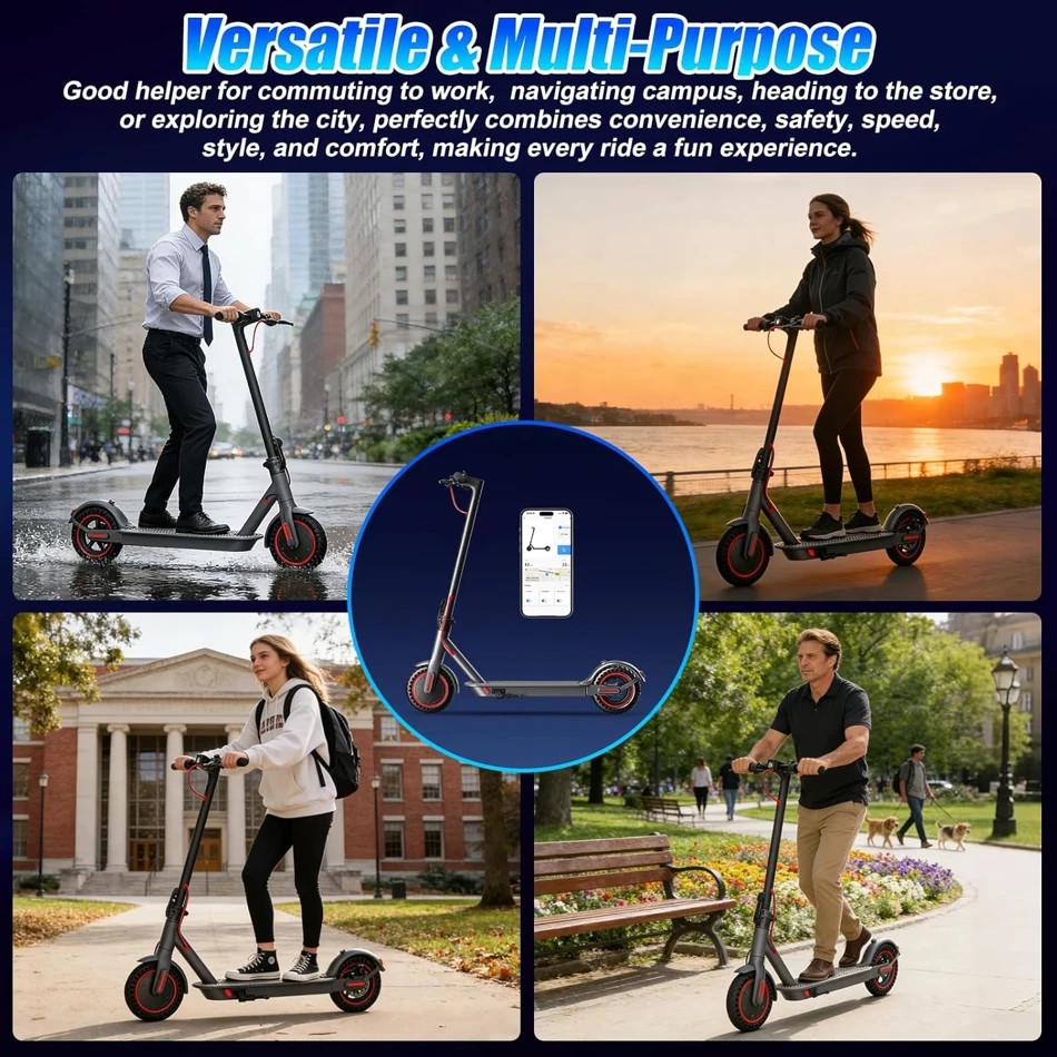 Apex Pro Electric Scooter Adults 350W 36V 5.2Ah 19 Miles Foldable E Scooter Solid Tire 8.5" App Included