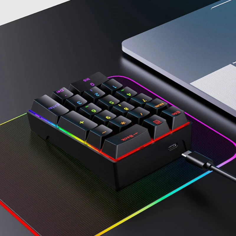 20 Key Mechanical Numeric Keypad Type-C Wired Mini Number Pad Blue Red Switch RGB Backlight K20 Calculator Shortcut