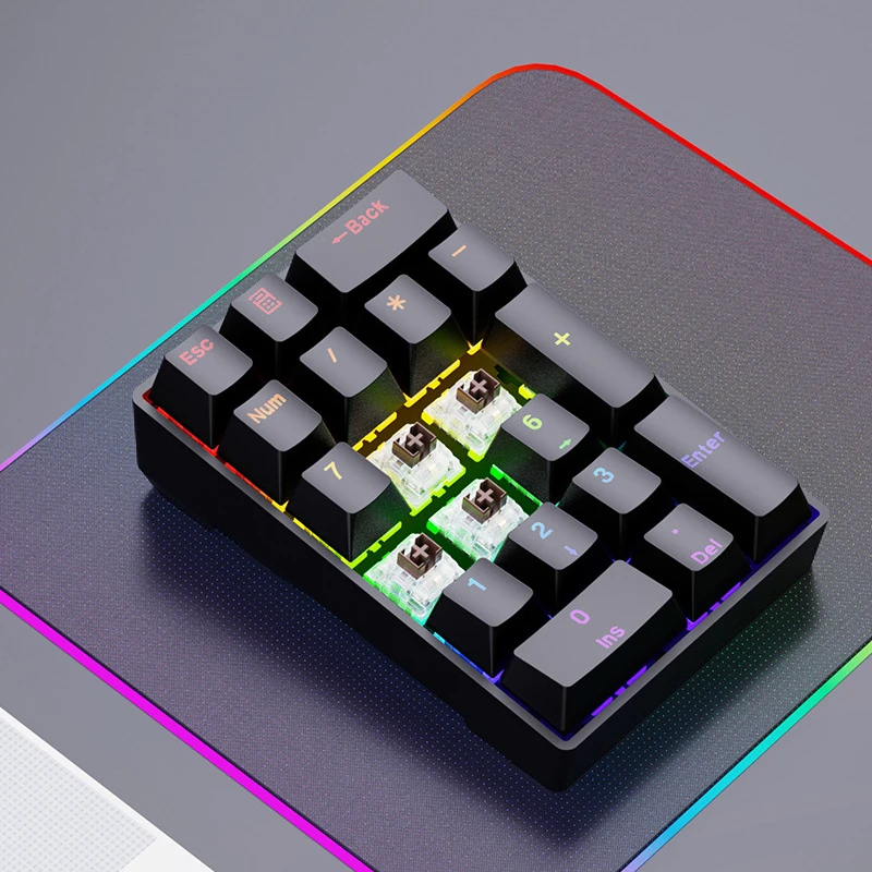 20 Key Mechanical Numeric Keypad Type-C Wired Mini Number Pad Blue Red Switch RGB Backlight K20 Calculator Shortcut