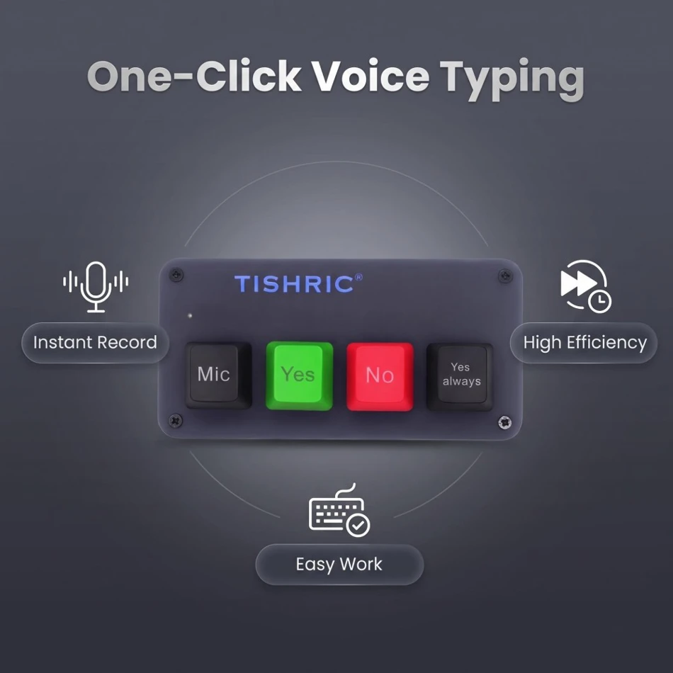 TISHRIC USB Mechanical Keyboard AI Microphone Voice Input 4 Keys RGB Programming Macro Hotswap Mini Keyboard Wired