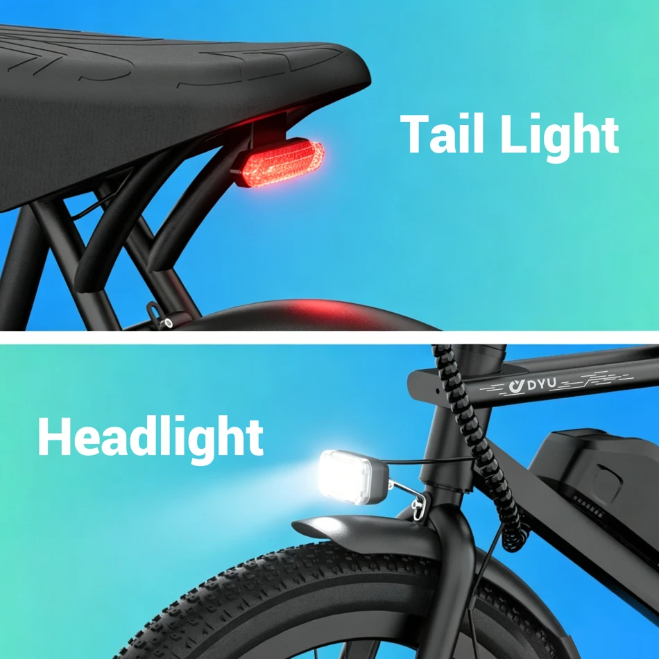 DYU BMX Electric Bike 20 3.0 Fat Tire E-Bike 48V 13Ah Removable Battery 1000W Peak Motor City Electric Bicycle Adults