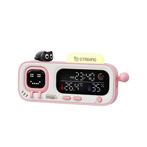 DUKA MOODA Smart Desktop Temperature and Humidity Clock, Digital Thermo-Hygrometer Meter with Smart Fun Reminder