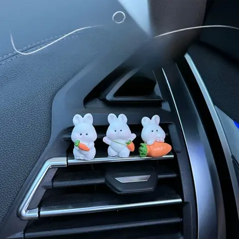 Cute Bunny Car Center Console Decoration for Electric Vehicles and Standard Interior Accessories