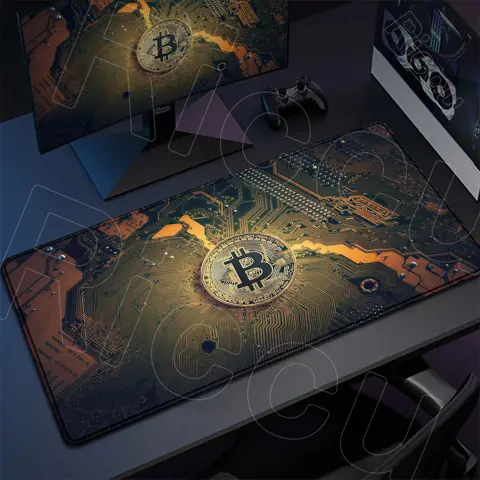 Bitcoin Logo Black Mice Mat XXL Large Computer Trader Desk Pad 40x90cm Gaming Keyboard Mousepad Office Anti-slip Washable Carpet
