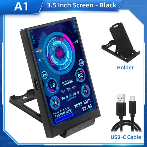 TURZX 3.5 5 Inch IPS USB Secondary Screen Computer CPU GPU RAM HDD Monitor Type C Display NO AIDA64 LCD Windows 10 11