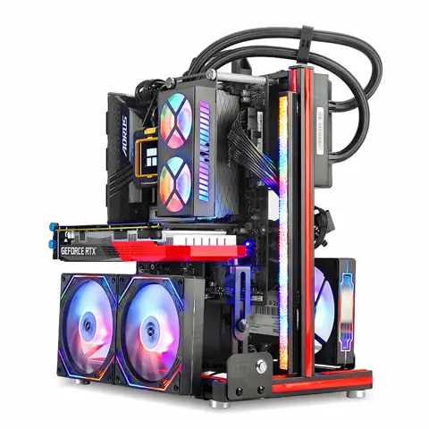 METALFISH BlockCase Aluminum Open Frame PC Case ATX M-ATX Motherboard Horizontal GPU Mount 240 Water Cooler Gaming Chassis