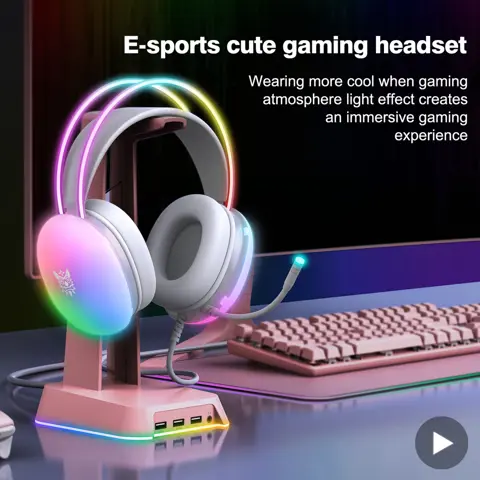 ONIKUMA Gaming Headset Wired Over Ear Headphones with Microphone RGB Lighting PC and iPhone Compatible