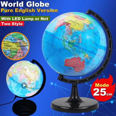 Sphere 023cm Illuminated World Globe HD Desk Lamp ABS Terrestrial Craft