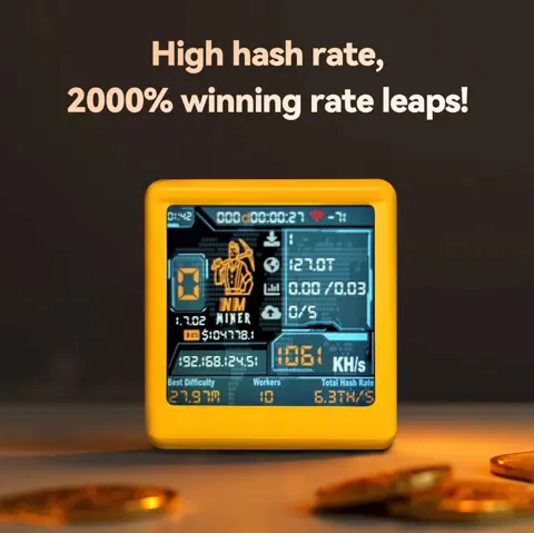 ESP32 BTC Solo Lottery Miner Smart TV Hashrate 1060KHs Silent Desktop Clock