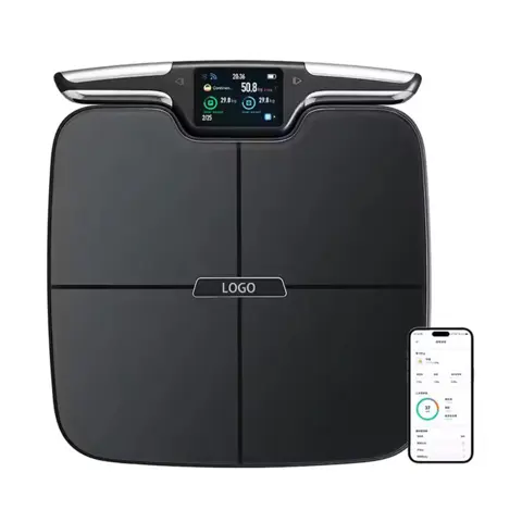 FSAHSA Smart Digital Bathroom Scale 8 Electrodes Color TFT Display Body Weight Fat BMI Muscle Mass Measurement