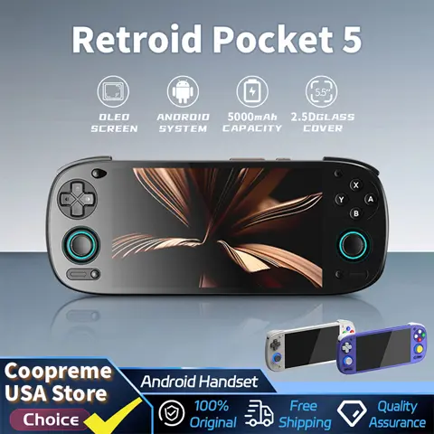 Retroid Pocket 5 Handheld Game Console 5.5 inch AMOLED Screen Android 13 Joystick RGB Lighting Active Cooling Video Games