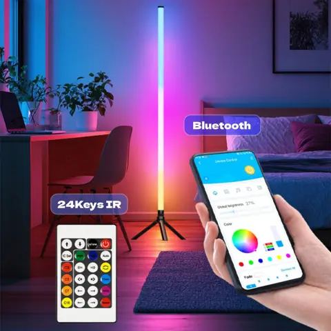 360° Dimmable Floor Lamp 103cm RGB USB Lights For Gaming Living Room Bedroom Corner Light with Bluetooth App & Remote Control