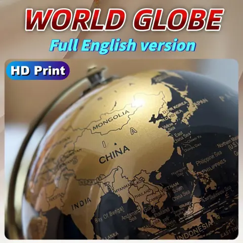 Geography World Globe 20cm HD Desk Teaching Sphere Metal Bracket 360 Rotation Home Office Light Luxury Crafts