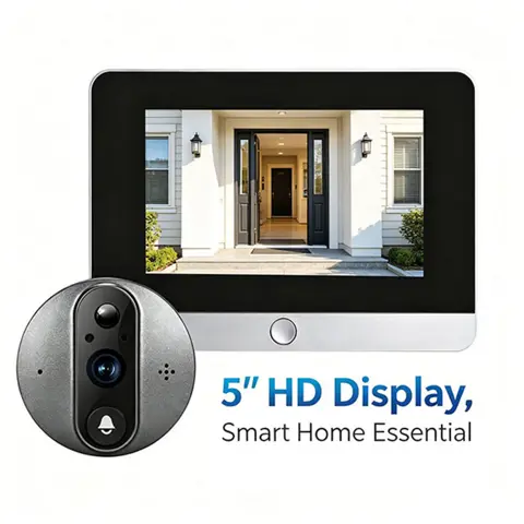 Tuya WiFi Wireless Smart Doorbell Camera Video, 5-inch screen, 10000mAh battery, PIR motion alarm, Alexa compatible