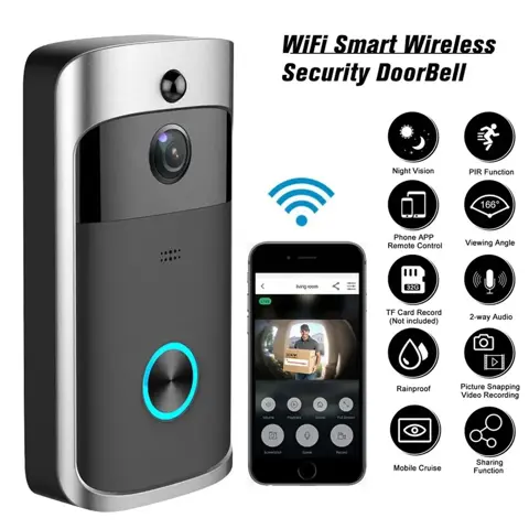 Smart Home Wireless WiFi Video Doorbell Camera 720P HD IR Night Vision AC Battery Operated Security Intercom