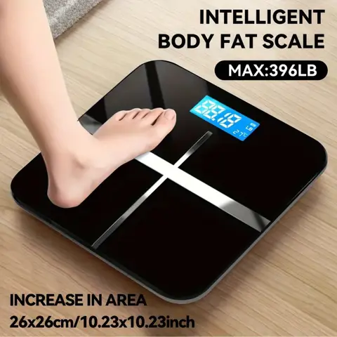 ZNLYRION Digital Bathroom Scale, 180kg 396lb Capacity, LCD Display, Tempered Glass, High Precision Sensors