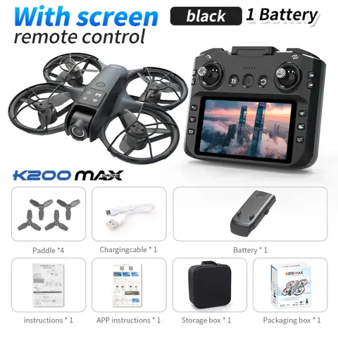 ZNLYRION K200MAX Mini Drone RC Quadcopter, LCD Screen Remote, 180-Degree Electric Adjustable Camera, Brushless Motor, Optical Flow Hover, RGB Colorful Light