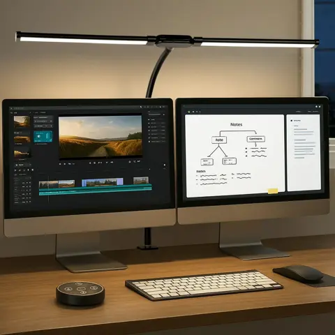 Avolusion HD-1 LED Desk Lamp Double Head Architect Light Clamp 3 Color Modes 10 Brightness USB USB-C Power Adapter Included