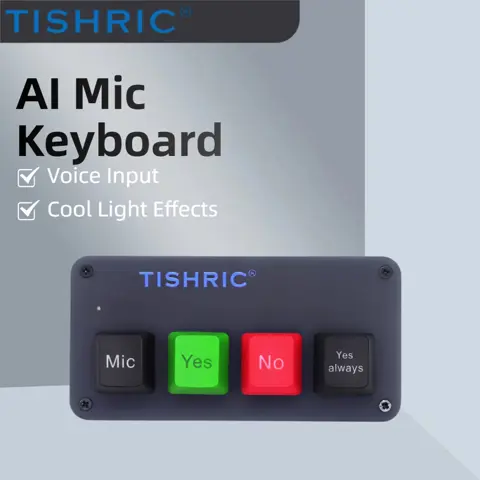 TISHRIC USB Mechanical Keyboard AI Microphone Voice Input 4 Keys RGB Programming Macro Hotswap Mini Keyboard Wired