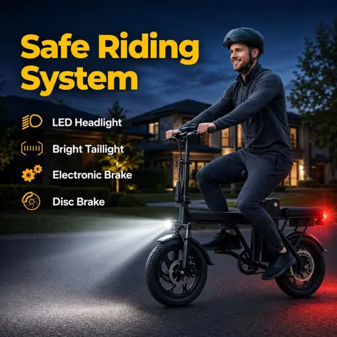 Ado Air 14 Folding Electric Bike 500W 48V Removable Battery 30-45 Miles Range Charger Included