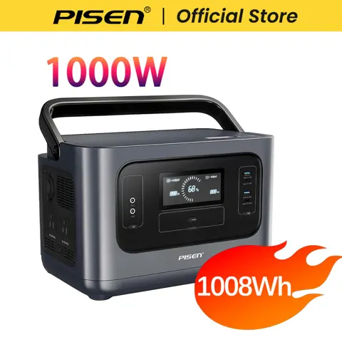 PISEN 1000W 2000W Peak Solar Generator 1008Wh LiFePO4 Battery Portable Power Station Quiet UPS Home Backup Hurricane Emergency Camping RV